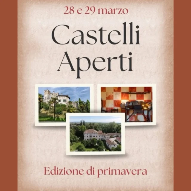 🏰CASTELLI APERTI🏰
Edizione di primavera

🌷In occasione dell'edizione primaverile di Castelli Aperti, all'interno del nostro Comune sarà possibile visitare il Castello di Villalta e la Casaforte La Brunelde.

📅 sabato 28 e domenica 29 marzo
⏰ vari orari
📍 Fagagna

___________________________________

🏰 Castello di Villalta 
📅 sabato 28
⏰ dalle 15 alle 18 

📅 domenica 29
⏰ dalle 10 alle 12 - dalle 14 alle 18

___________________________________

🏰 Casaforte La Brunelde
📅 domenica 29
⏰ dalle 10 alle 12 - dalle 14 alle 18

Per info:  @castelli_aperti_friulivg | visite@consorziocastelli.it